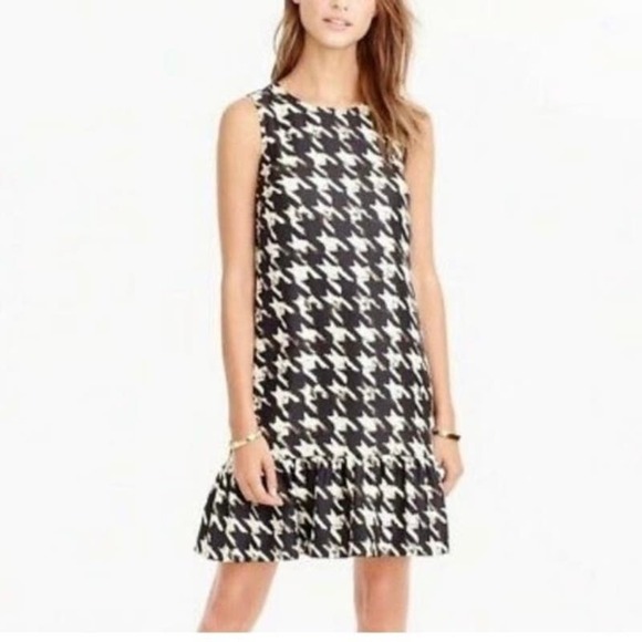 J. Crew Dresses & Skirts - NWT J. Crew Black Label Silk Houndstooth Sleeveless Mini Dress Sz 2